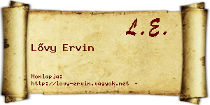 Lővy Ervin névjegykártya