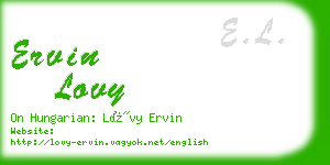 ervin lovy business card